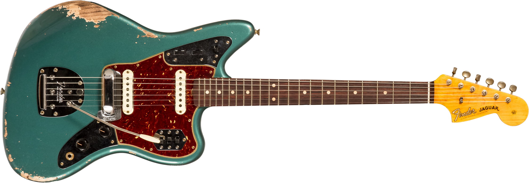 Fender Custom Shop Jaguar 1962 Shsc 2s Trem Rw #r138212 - Heavy Relic Sherwood Green Metallic - Retro-rock elektrische gitaar - Main picture
