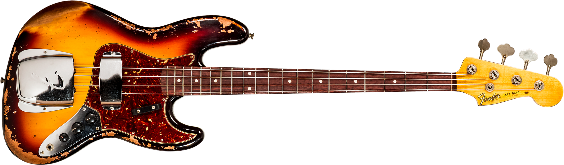 Fender Custom Shop Jazz Bass 1961 Rw #cz572155 - Heavy Relic 3-color Sunburst - Solid body elektrische bas - Main picture