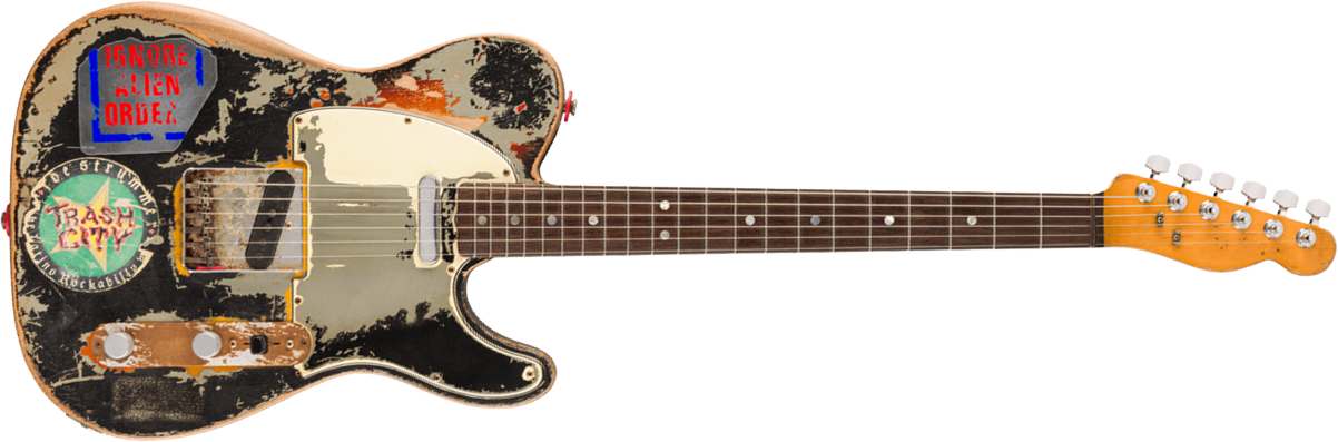 Fender Custom Shop Joe Strummer Tele Masterbuilt P.waller Ltd 2s Ht Rw - Super Heavy Relic Black O. 3-color Sunburst - Kenmerkende elektrische gitaar 
