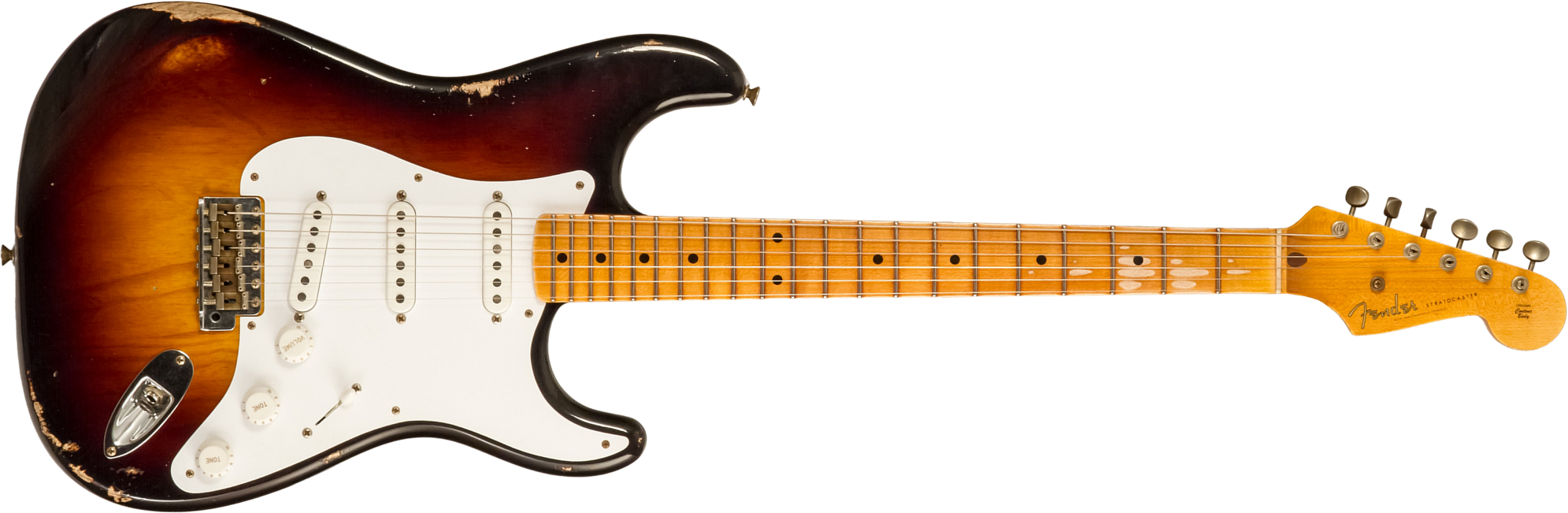 Fender Custom Shop Strat 1954 70th Anniv. 3s Trem Mn - Relic Wide-fade 2-color Sunburst - Elektrische gitaar in Str-vorm - Main picture