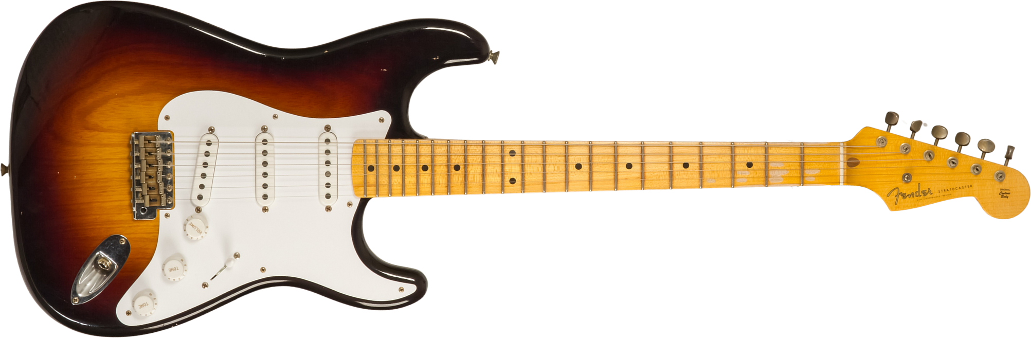 Fender Custom Shop Strat 1954 70th Anniv. 3s Trem Mn #xn4241 - Journeyman Relic Wide-fade 2-color Sunburst - Elektrische gitaar in Strat vorm - Main p