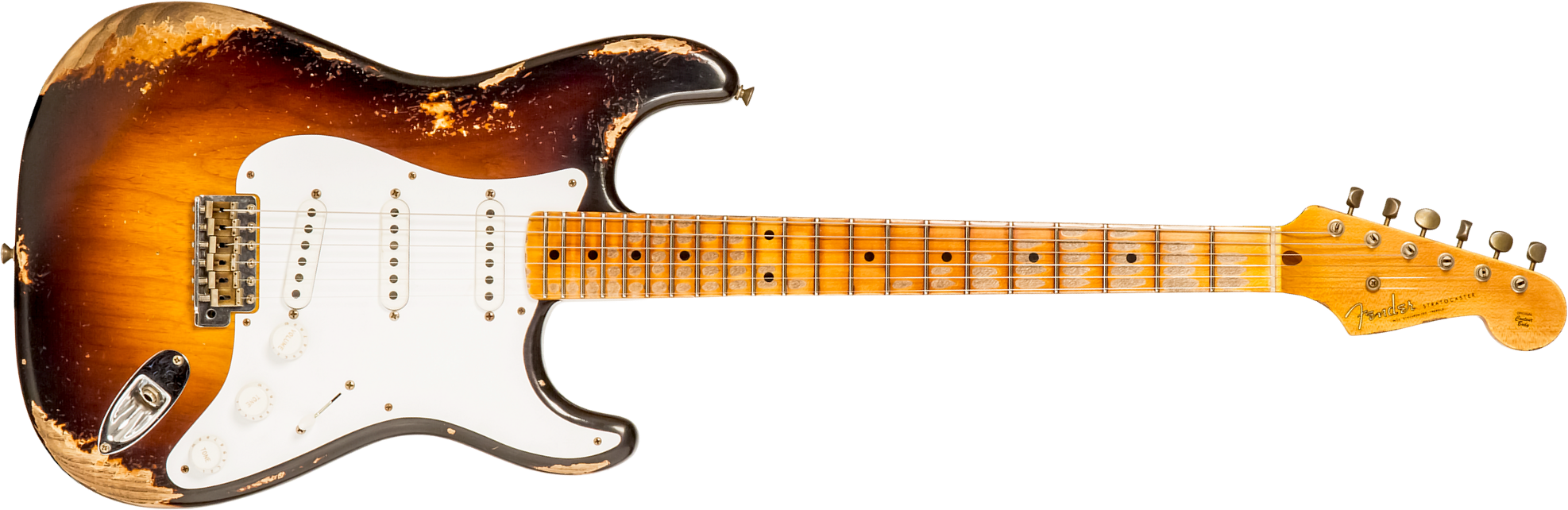Fender Custom Shop Strat 1954 70th Anniv. 3s Trem Mn #xn4324 - Heavy Relic Wide Fade 2-color Sunburst - Elektrische gitaar in Str-vorm - Main picture