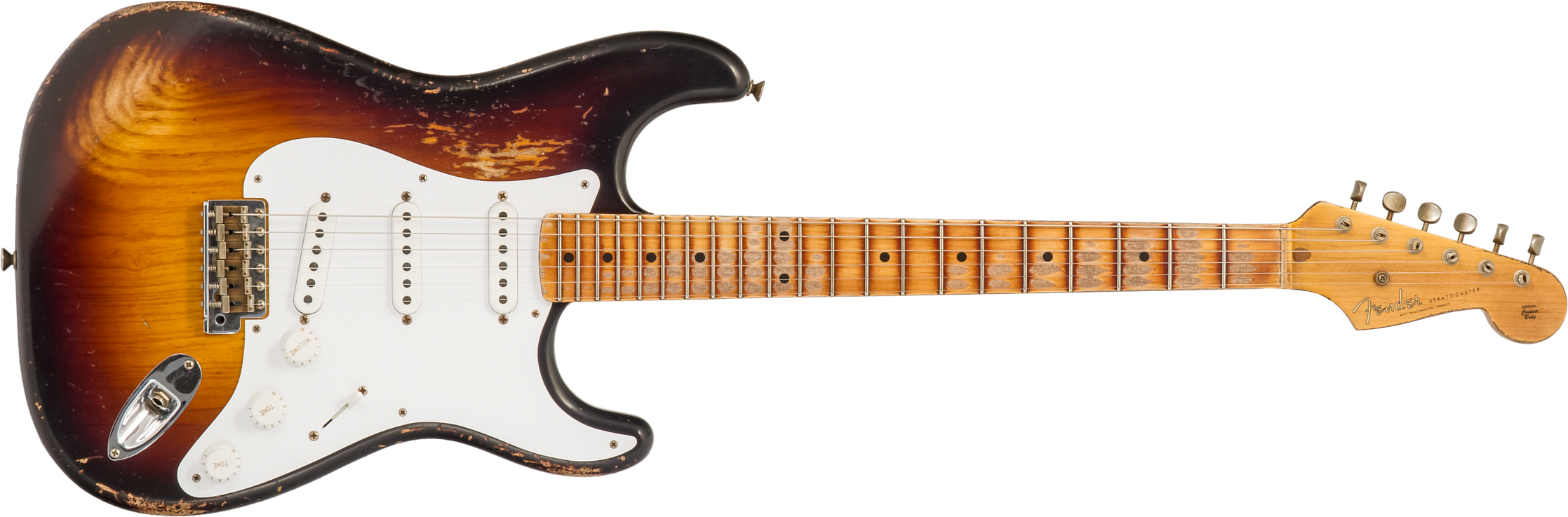Fender Custom Shop Strat 1954 70th Anniv. 3s Trem Mn #xn4343 - Heavy Relic 2-color Sunburst - Elektrische gitaar in Str-vorm - Main picture