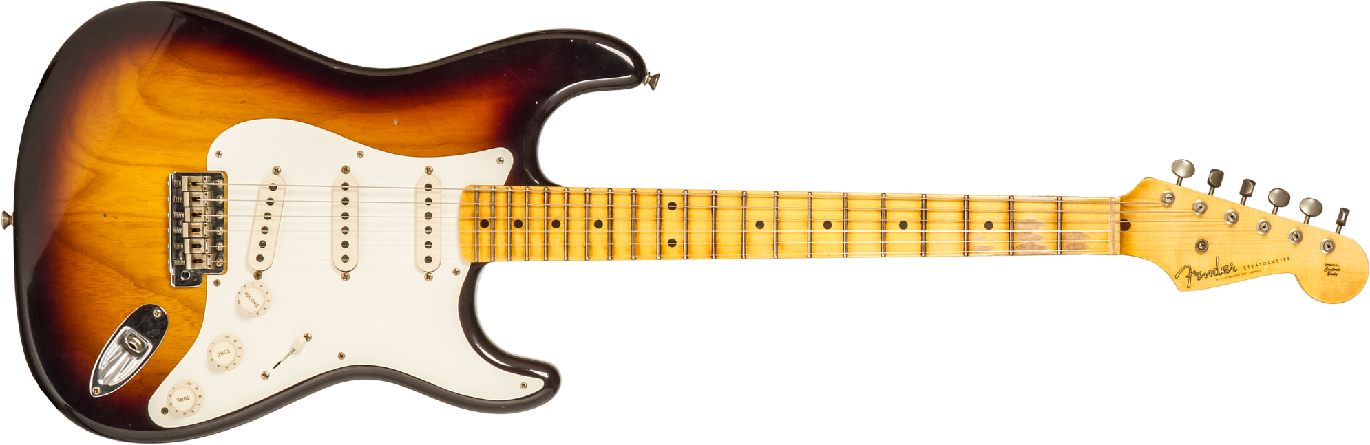 Fender Custom Shop Strat 1955 3s Trem Mn #r130058 - Journeyman Relic 2-color Sunburst - Elektrische gitaar in Str-vorm - Main picture