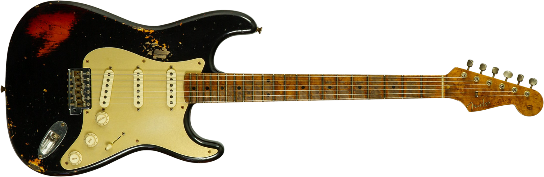 Fender Custom Shop Strat 1956 3s Trem Mn #r150252 - Heavy Relic Black Ov. Violin Burst - Elektrische gitaar in Strat vorm - Main picture