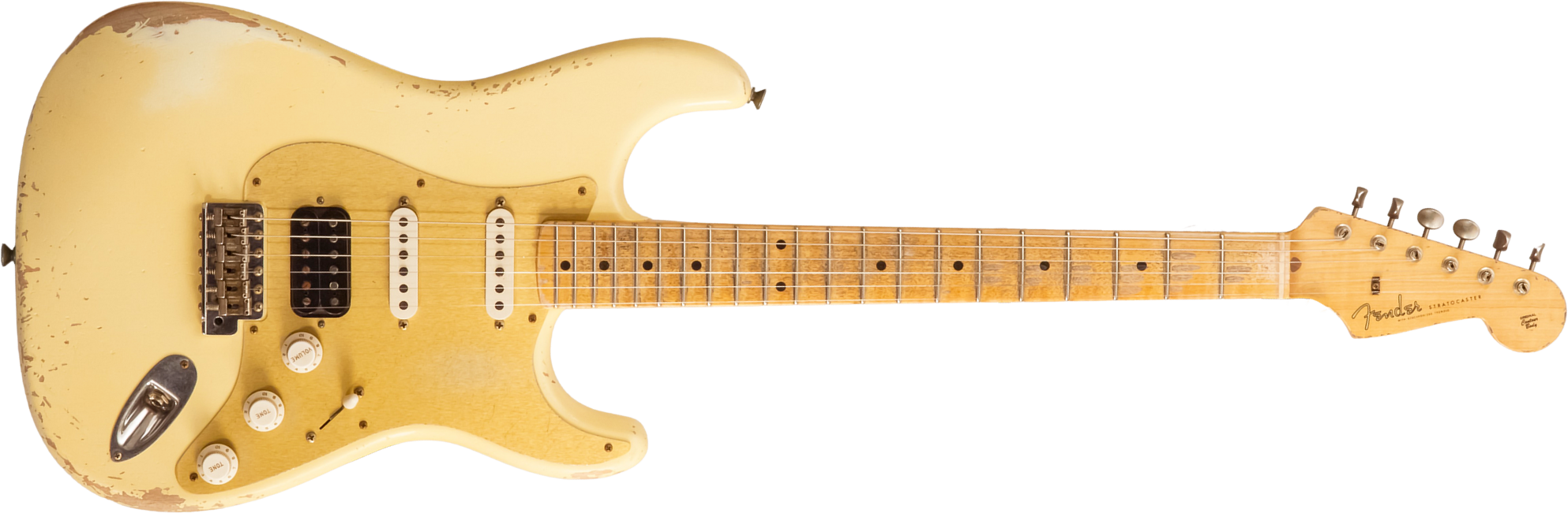 Fender Custom Shop Strat 1956 Hss Trem Mn #r143989 - Relic Vintage White - Elektrische gitaar in Strat vorm - Main picture