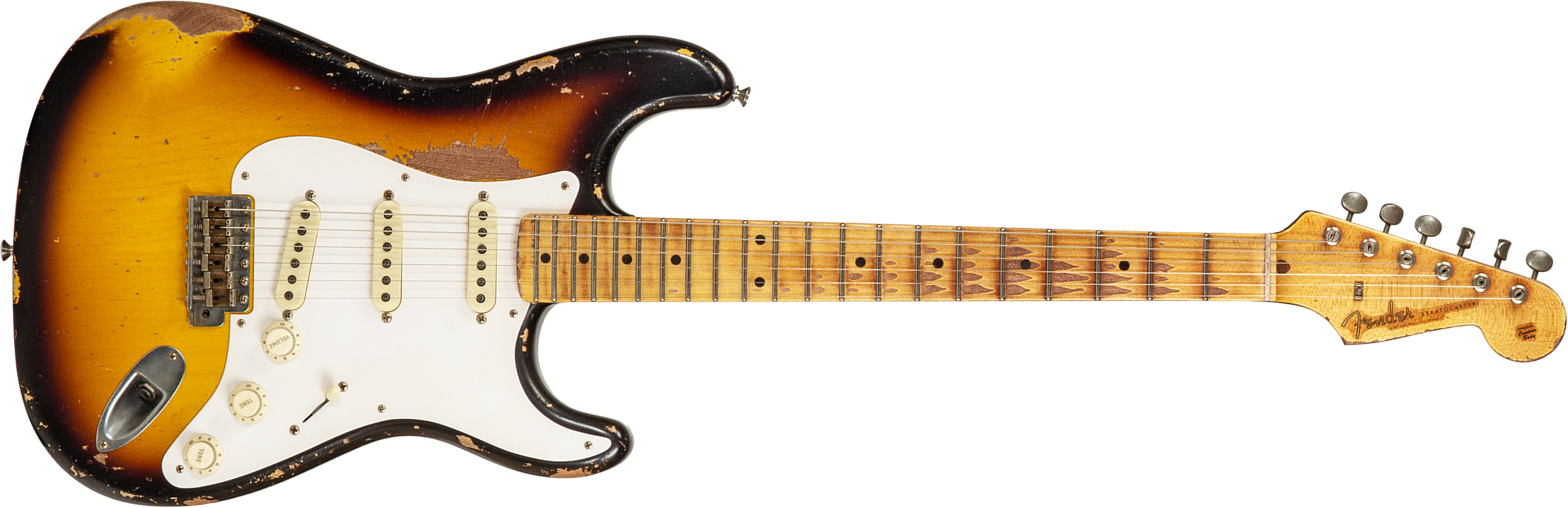 Fender Custom Shop Strat 1956 Masterbuilt K.mcmillin 3s Trem Mn #r129060 - Heavy Relic 2-color Sunburst - Elektrische gitaar in Str-vorm - Main pictur