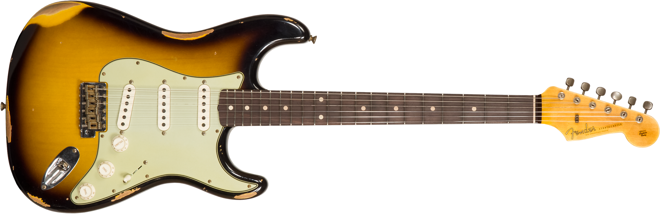 Fender Custom Shop Strat 1959 3s Trem Rw #r117661 - Relic 2-color Sunburst - Elektrische gitaar in Str-vorm - Main picture