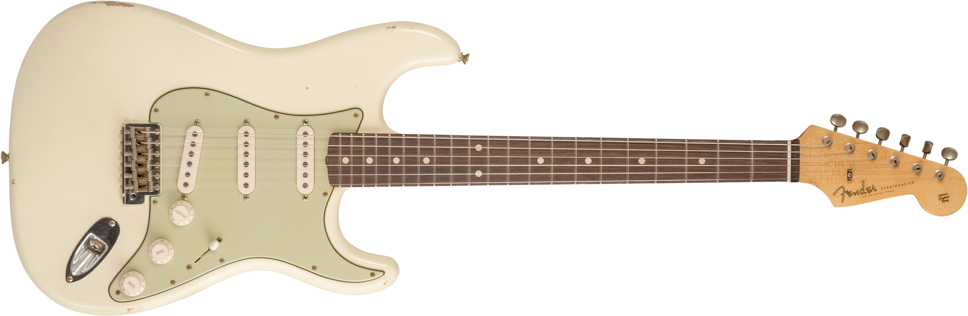 Fender Custom Shop Strat 1959 Masterbuilt D.brown 3s Trem Rw #r143697 - Journeyman Relic Vintage White - Elektrische gitaar in Str-vorm - Main picture