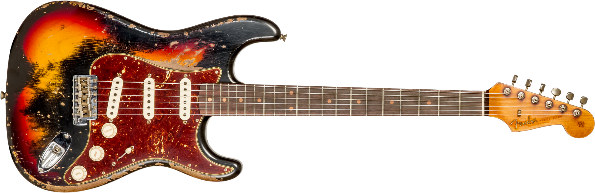 Fender Custom Shop Strat 1961 3s Trem Rw #cz576153 - Super Heavy Relic Black O. 3-color Sunburst - Elektrische gitaar in Str-vorm - Main picture