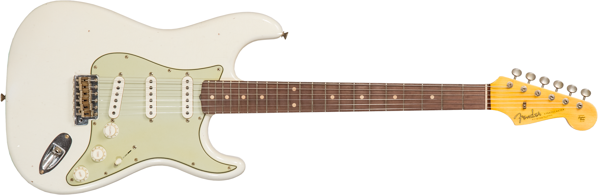 Fender Custom Shop Strat 1962/63 3s Trem Rw - Journeyman Relic Olympic White - Elektrische gitaar in Strat vorm - Main picture