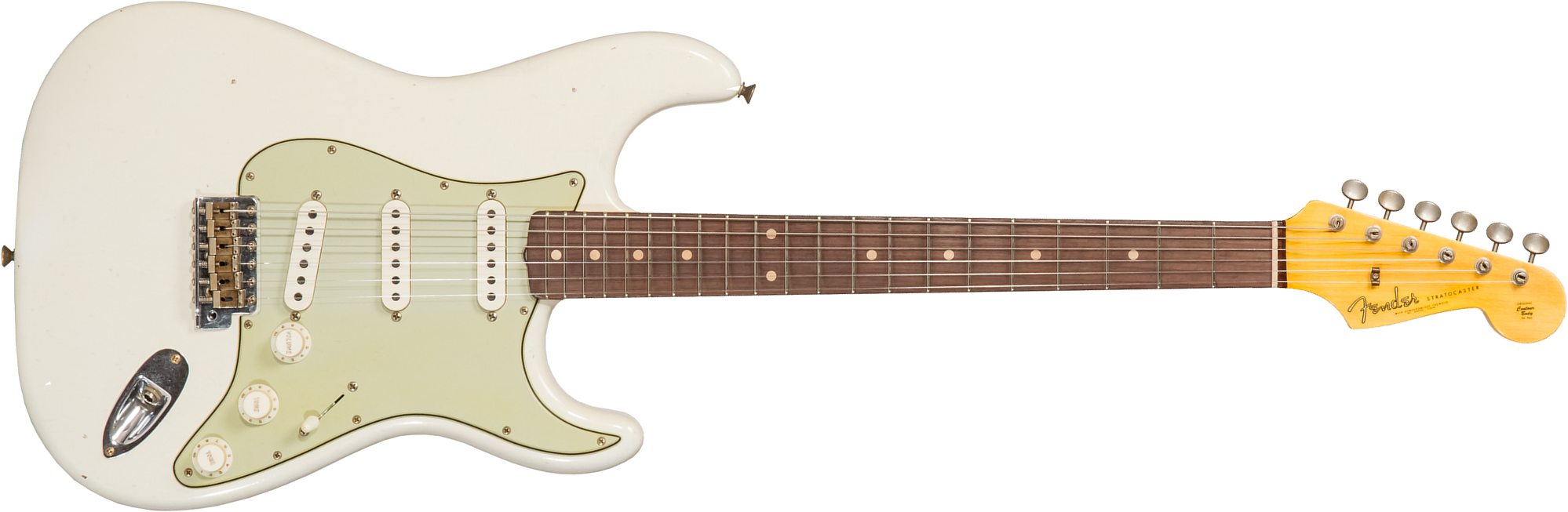 Fender Custom Shop Strat 1962/63 3s Trem Rw #cz565163 - Journeyman Relic Olympic White - Elektrische gitaar in Str-vorm - Main picture