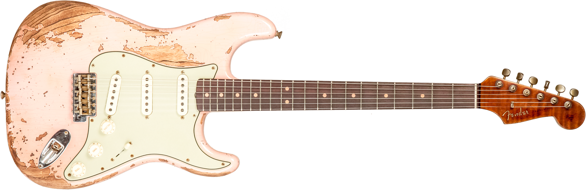 Fender Custom Shop Strat 1963 3s Trem Rw #r136150 - Super Heavy Relic Shell Pink - Elektrische gitaar in Strat vorm - Main picture