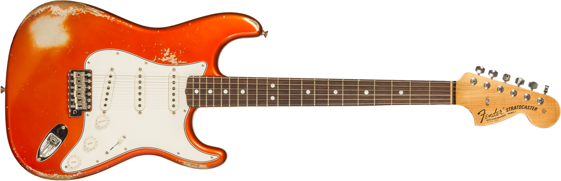 Fender Custom Shop Strat 1969 3s Trem Rw #r132166 - Heavy Relic Candy Tangerine - Elektrische gitaar in Str-vorm - Main picture