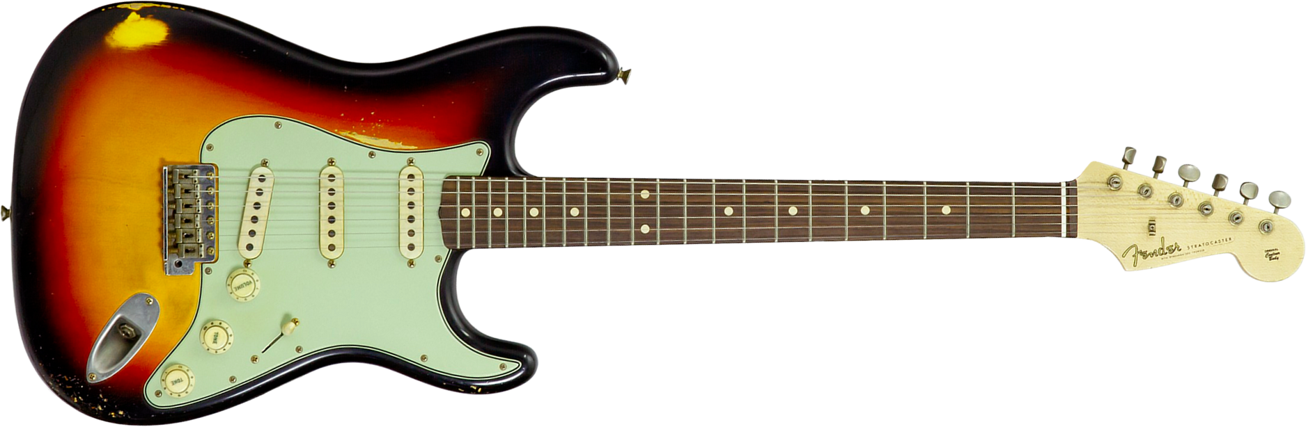 Fender Custom Shop Strat 60s Mb A.hicks 3s Trem Rw #4681 #ah0416 - Relic 3-color Sunburst - Elektrische gitaar in Strat vorm - Main picture