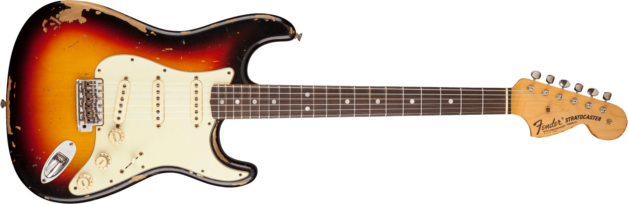 Fender Custom Shop Strat Michael Landau 1968 Trem 3s - Relic Bleached 3-color Sunburst - Elektrische gitaar in Str-vorm - Main picture