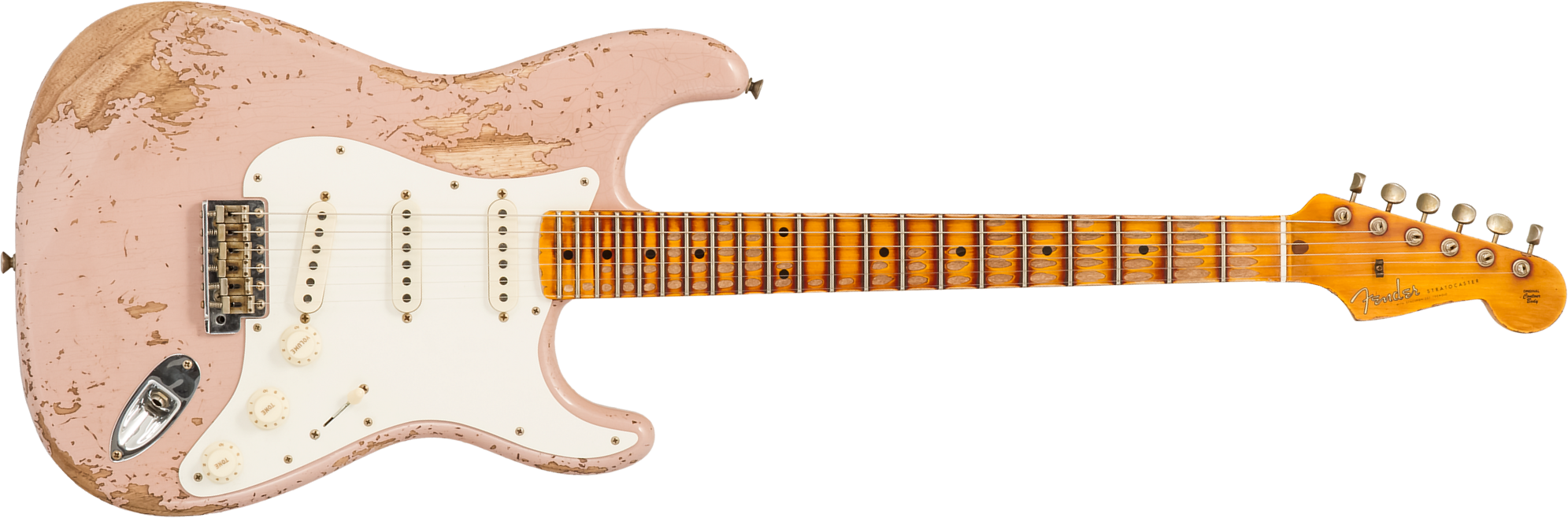 Fender Custom Shop Strat Red Hot 3s Trem Mn #cz579150 - Super Heavy Relic Dirty Shell Pink - Elektrische gitaar in Str-vorm - Main picture