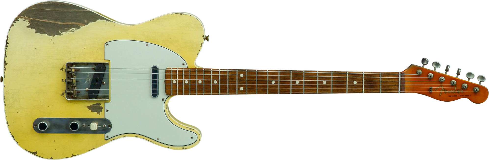 Fender Custom Shop Tele 1960 Custom Mb D.wilson 2s Ht Rw #cz547696 - Heavy Relic Aged Vintage White - Televorm elektrische gitaar - Main picture