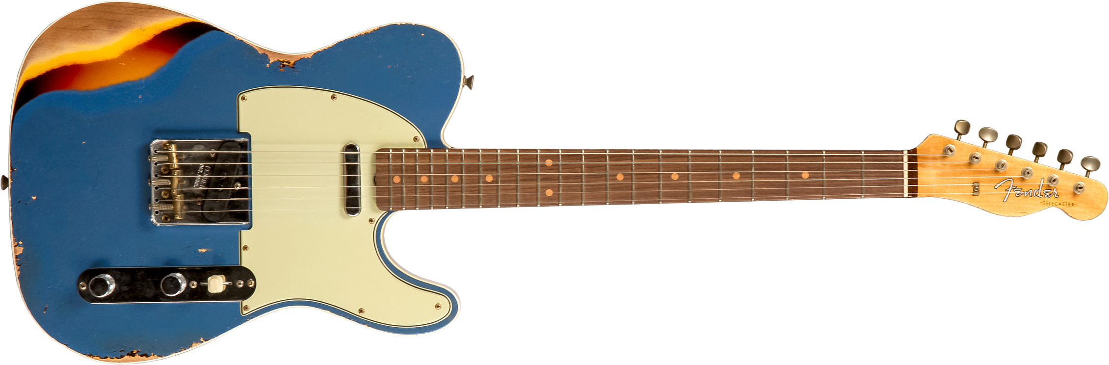 Fender Custom Shop Tele Custom 1960 2s Ht Rw #cz579606 - Heavy Relic Lake Placid Blue O. 3-color Sunburst - Televorm elektrische gitaar - Main picture