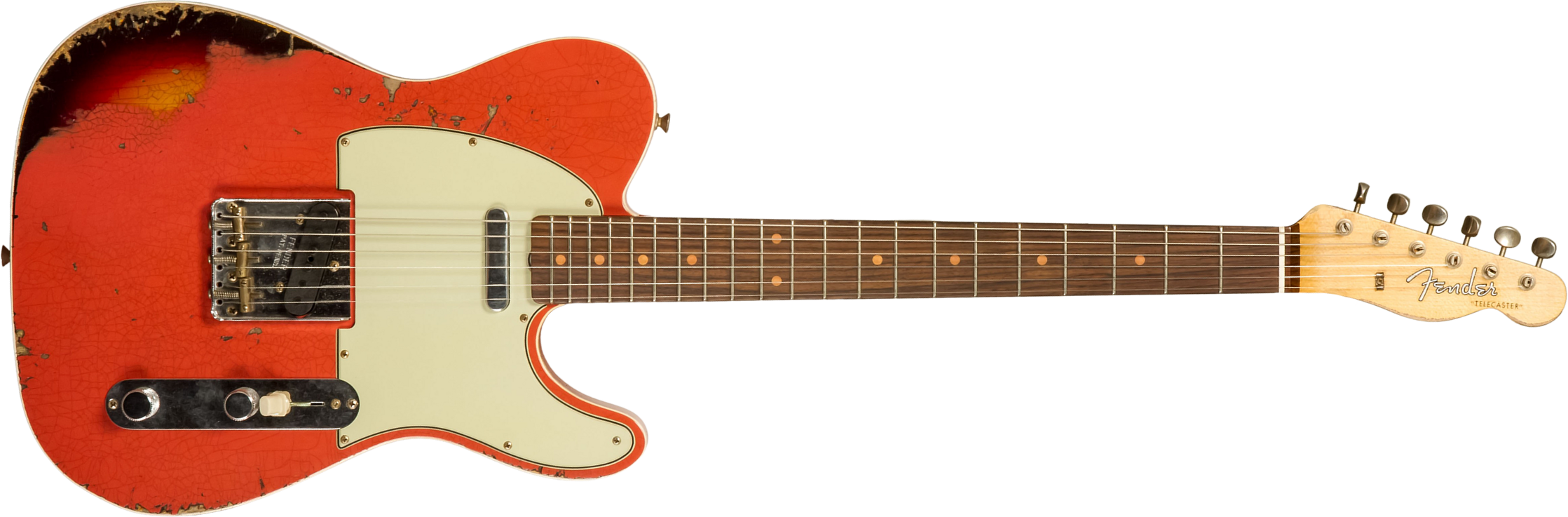 Fender Custom Shop Tele Custom 1960 2s Ht Rw #cz580600 - Heavy Relic Tahitian Coral O. 3-color Sunburst - Televorm elektrische gitaar - Main picture