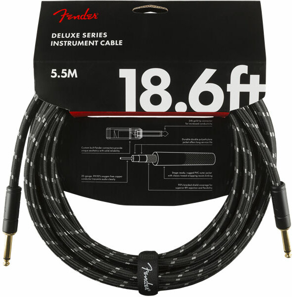 Fender Deluxe Instrument Cable Droit/droit 18.6ft Black Tweed - Kabel - Main picture