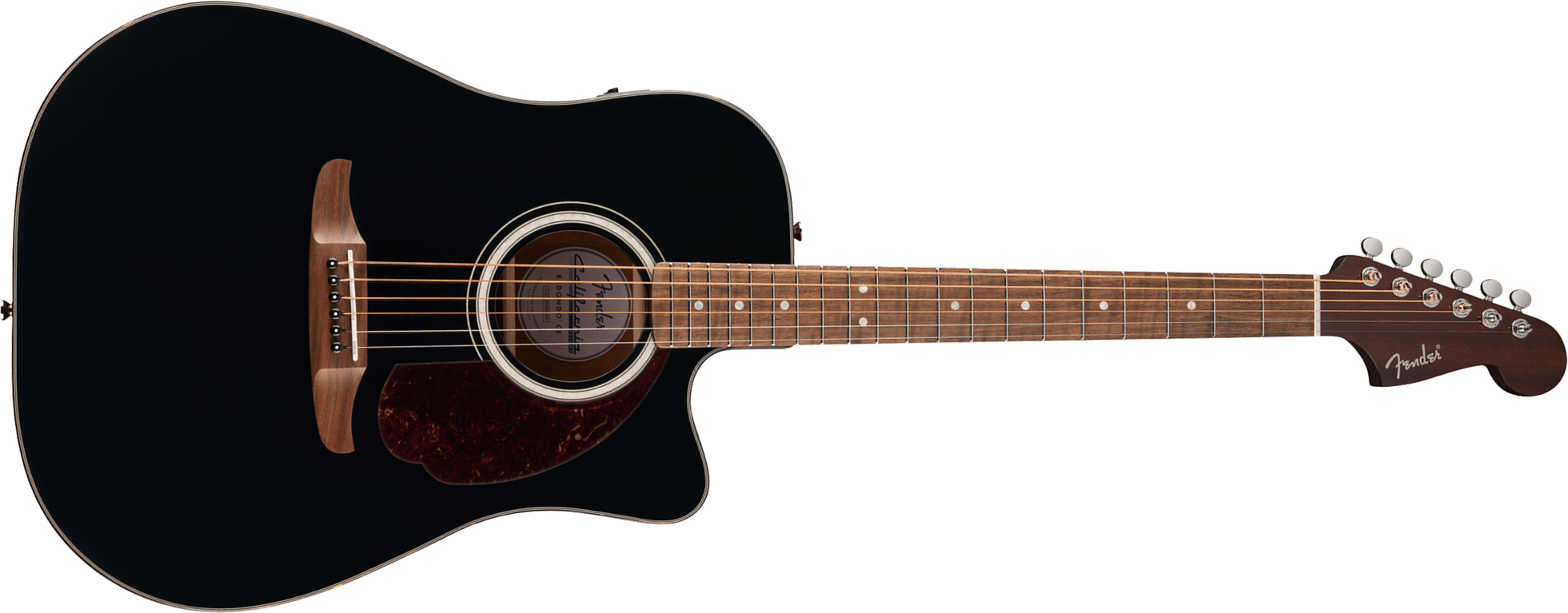 Fender Deluxe Redondo Ce California Dreadnought Cw Epicea Acajou Noy - Black - Folk gitaar - Main picture
