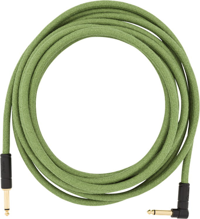 Fender Festival Pure Hemp Instrument Cable Droit/coude 18.6ft Green - Kabel - Main picture