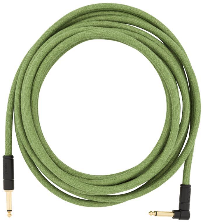 Kabel Fender Festival Pure Hemp Instrument Cable, Straight/Angle, 18.6ft - Green