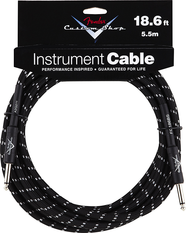 Fender Iinstrument Cable Custom Shop Performance Jacks Droit 18.6ft . 5.6m Black.tweed - Kabel - Main picture
