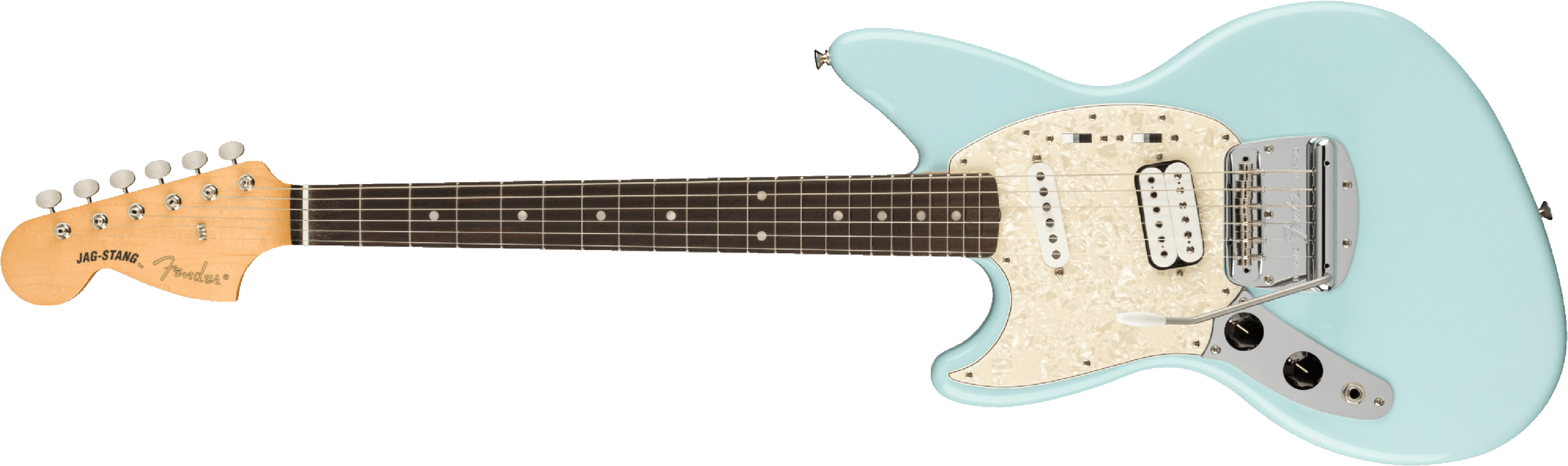 Fender Jag-stang Kurt Cobain Artist Gaucher Hs Trem Rw - Sonic Blue - Linkshandige elektrische gitaar - Main picture