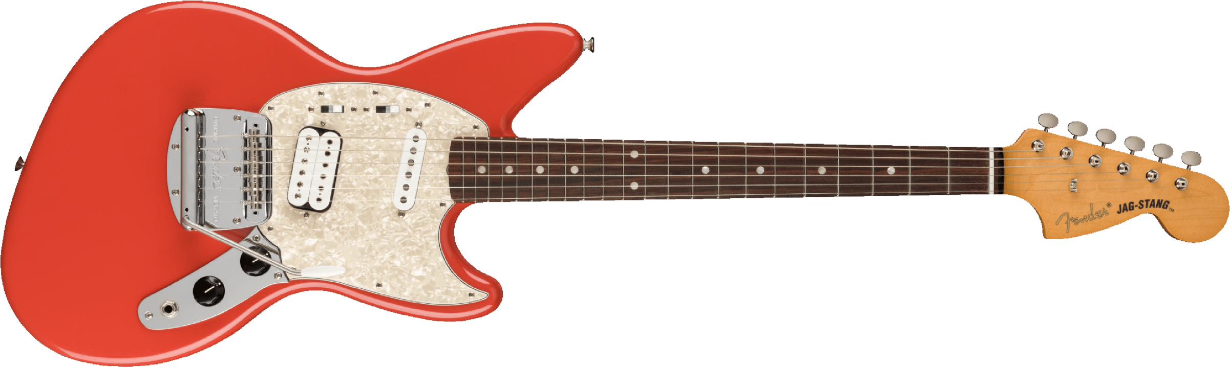 Fender Jag-stang Kurt Cobain Artist Hs Trem Rw - Fiesta Red - Retro-rock elektrische gitaar - Main picture
