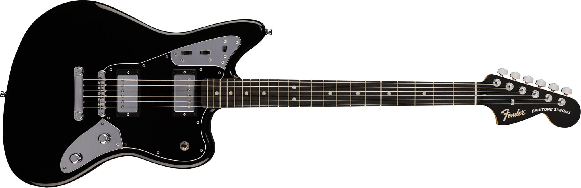 Fender Jaguar Baritone Player Fusion Ltd 2h Ht Eb - Black - Bariton elektrische gitaar - Main picture