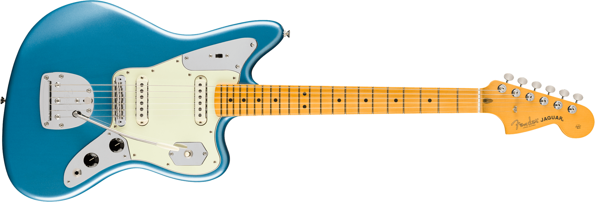 Fender Jaguar Classic American Pro Usa Shsc 2s Trem Mn - Faded Lake Placid Blue - Retro-rock elektrische gitaar - Main picture