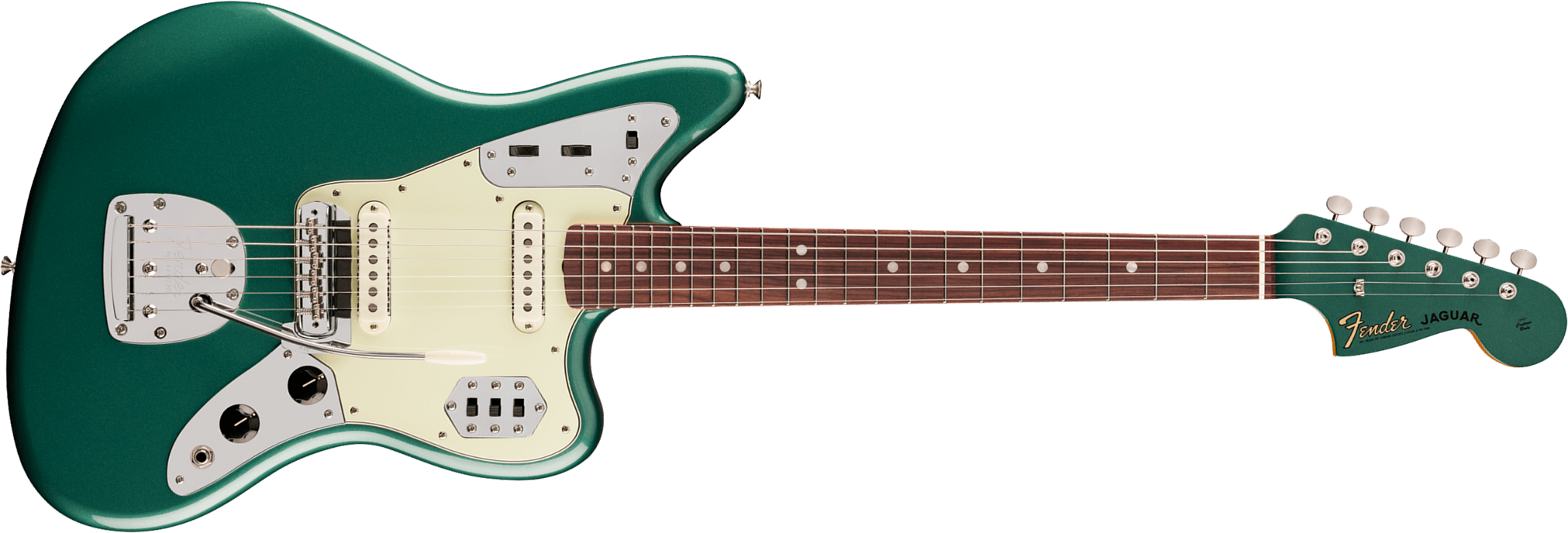 Fender Jaguar Mid 60s Vintera 3 Shsc Mex 2s Trem Rw - Sherwood Green Metallic - Retro-rock elektrische gitaar - Main picture