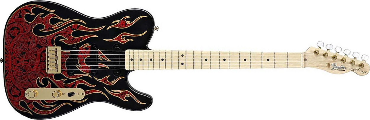 Fender James Burton Tele Artist Usa Signature Mn - Red Paisley Flames - Televorm elektrische gitaar - Main picture