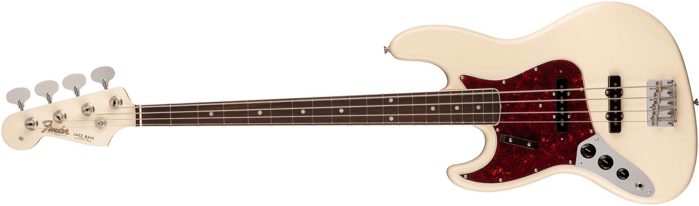Fender Jazz Bass 1966 American Vintage Ii Lh Gaucher Usa Rw - Olympic White - Solid body elektrische bas - Main picture