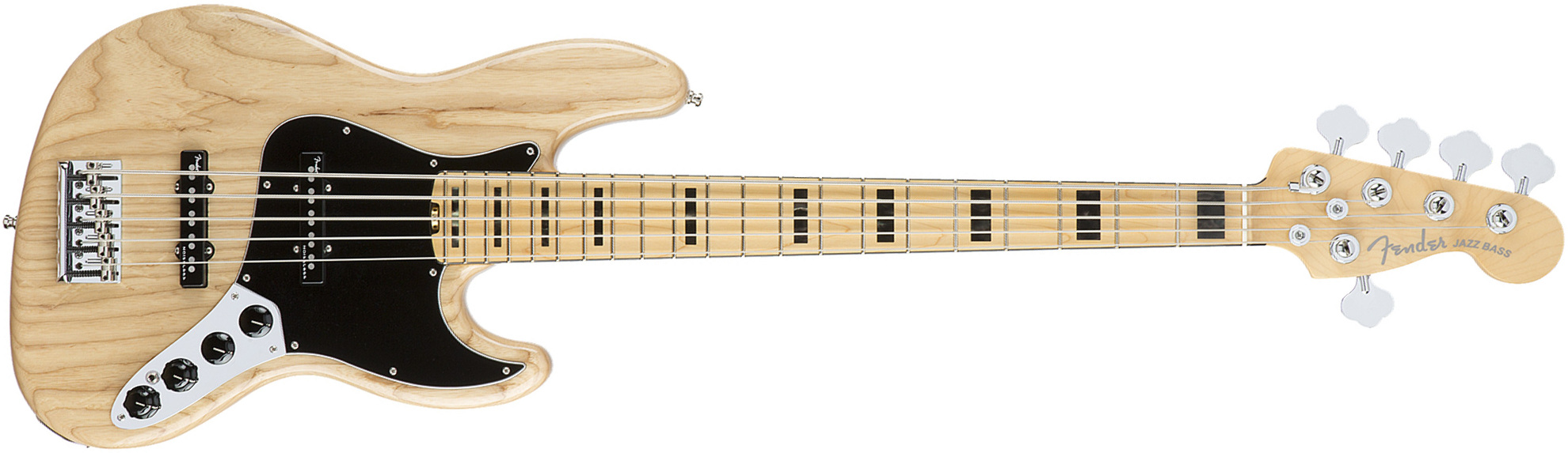 Fender Jazz Bass American Elite V Ash 5 Cordes 2016 (usa, Mn) - Natural - Solid body elektrische bas - Main picture