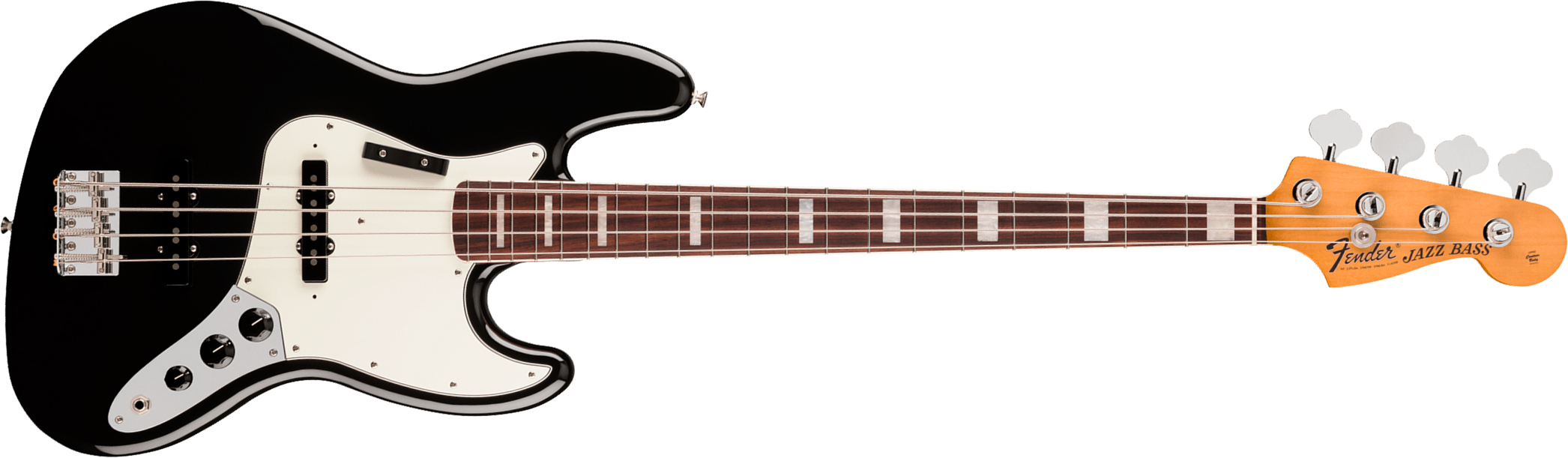 Fender Jazz Bass Early 70s Vintera 3 Mex Rw - Black - Solid body elektrische bas - Main picture