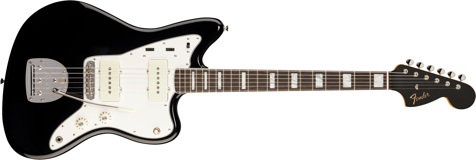 Fender Jazzmaster 1966 American Vintage Ii Usa 2s Trem Rw - Black - Retro-rock elektrische gitaar - Main picture