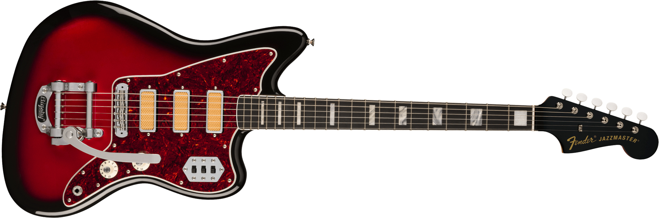 Fender Jazzmaster Gold Foil Ltd Mex 3mh Trem Bigsby Eb - Candy Apple Burst - Retro-rock elektrische gitaar - Main picture
