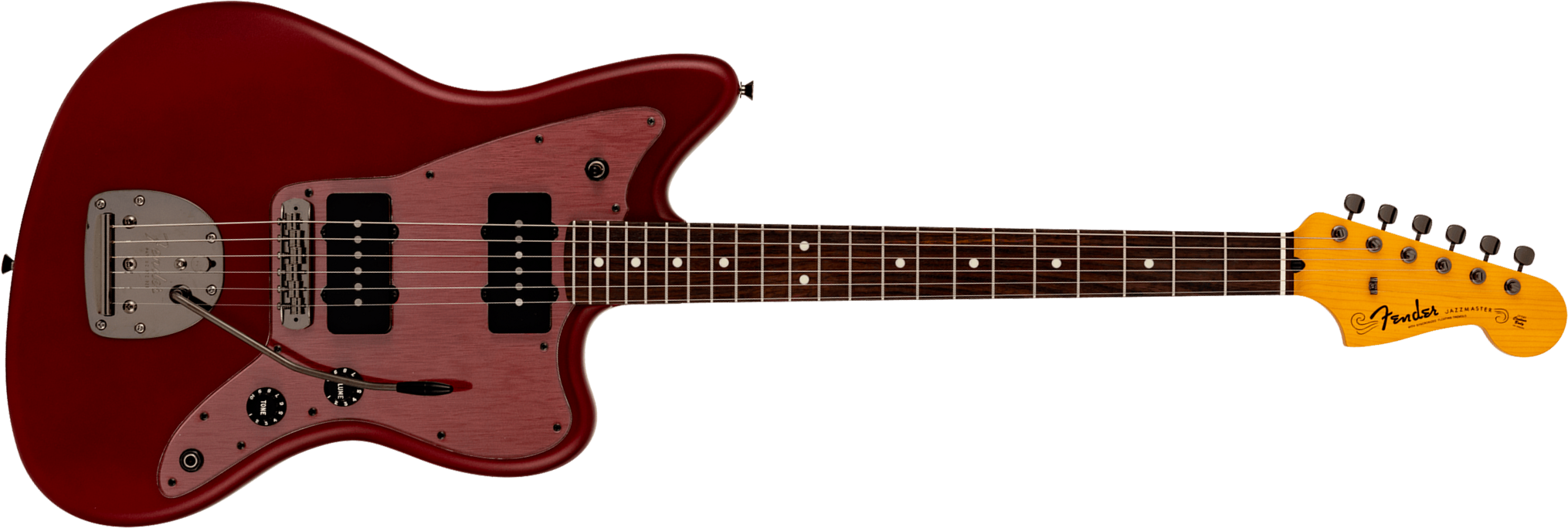 Fender Jazzmaster Hybrid Ii Mij Ltd Jap 2s Trem Rw - Matte Inferno Red - Retro-rock elektrische gitaar - Main picture