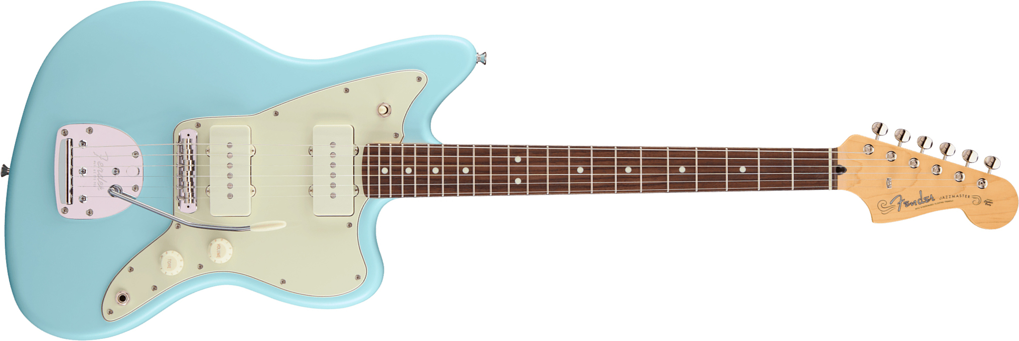 Fender Jazzmaster Hybrid Ii Mij Ltd Jap 2s Trem Rw - Daphne Blue - Retro-rock elektrische gitaar - Main picture