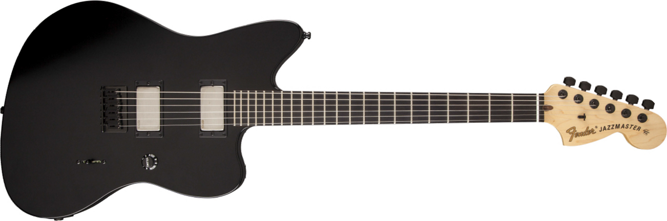 Fender Jim Root Jazzmaster Usa 2h Emg Ht Eb - Flat Black - Retro-rock elektrische gitaar - Main picture