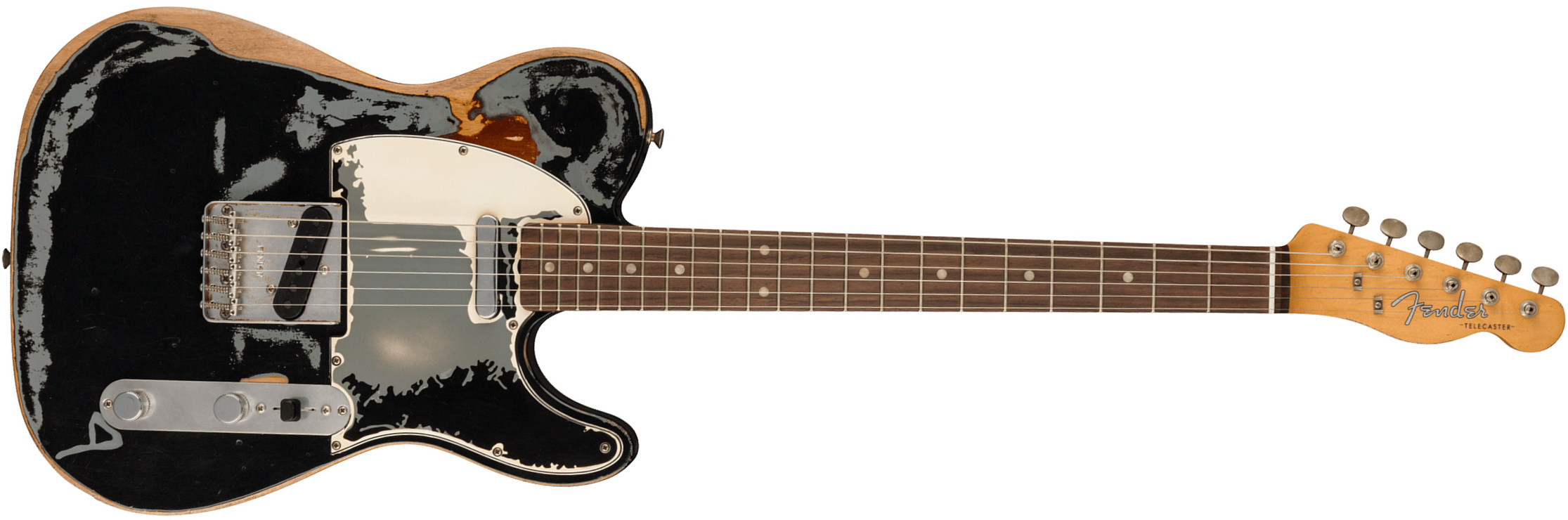 Fender Joe Strummer Tele Mex Signature 2s Ht Rw - Road Worn Black Over 3-color Sunburst - Televorm elektrische gitaar - Main picture
