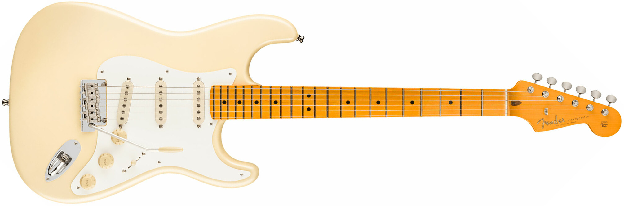Fender Lincoln Brewster Strat Usa Signature 3s Dimarzio Trem Mn - Olympic Pearl - Retro-rock elektrische gitaar - Main picture