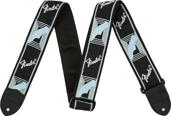 Fender Monogrammed Cotton 2inc.5cm Black Light Grey Blue - Gitaarriem - Main picture