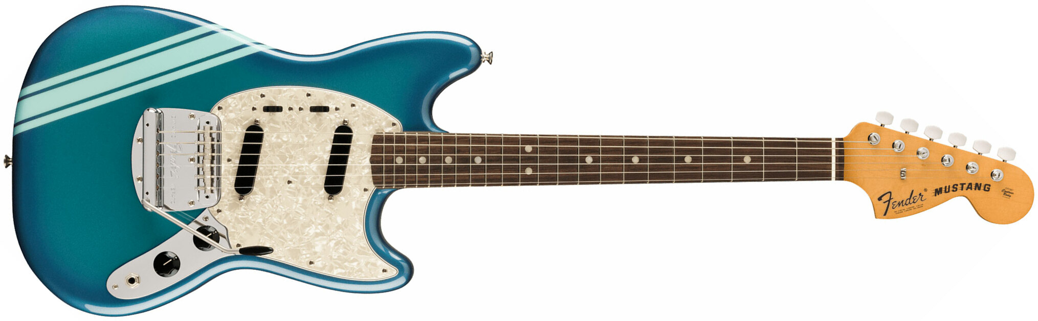 Fender Mustang 70s Competition Vintera 2 Mex 2s Trem Rw - Competition Blue - Retro-rock elektrische gitaar - Main picture