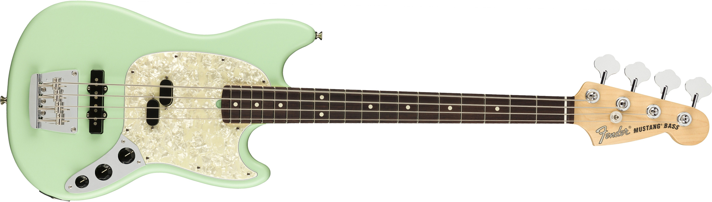 Fender Mustang Bass American Performer Usa Rw - Satin Surf Green - Short scale elektrische bas - Main picture
