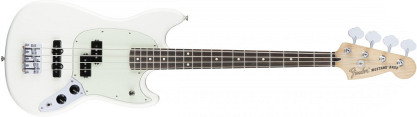 Fender Mustang Bass Pj Mex Pf - Olympic White - Short scale elektrische bas - Main picture