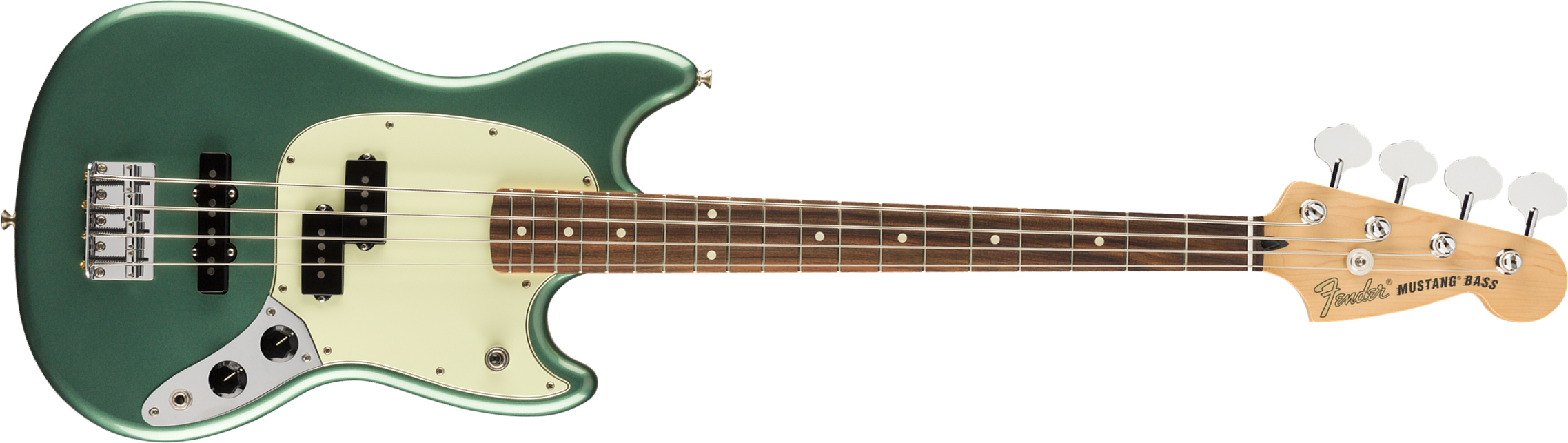 Fender Mustang Bass Pj Player Ltd Mex Pf - Sherwood Green Metallic - Short scale elektrische bas - Main picture